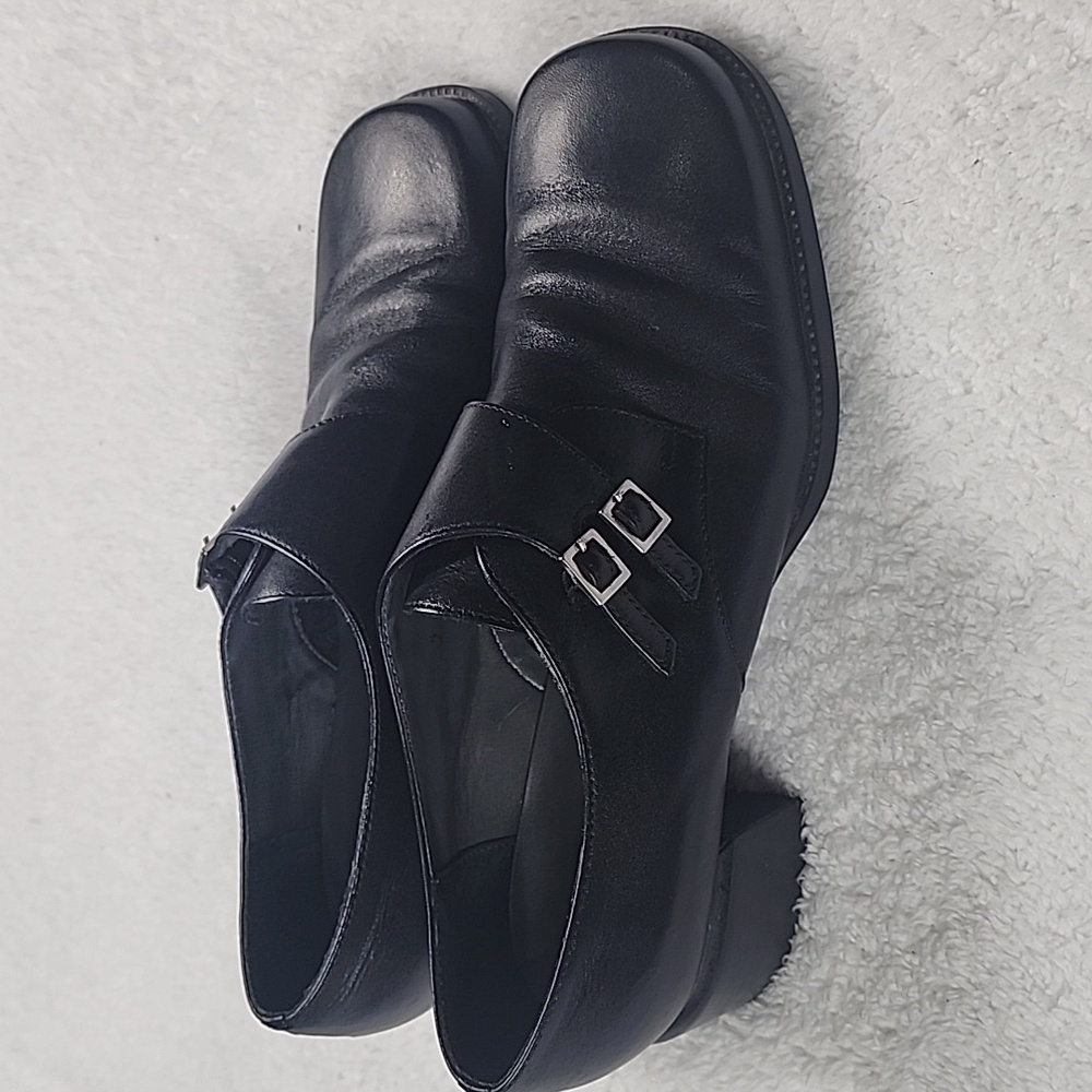 Vintage Y2K Nine & Co Black Square Toe Shoe Chunky Heel